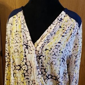 Sam & lavi wrap style yellow navy long sleeve top